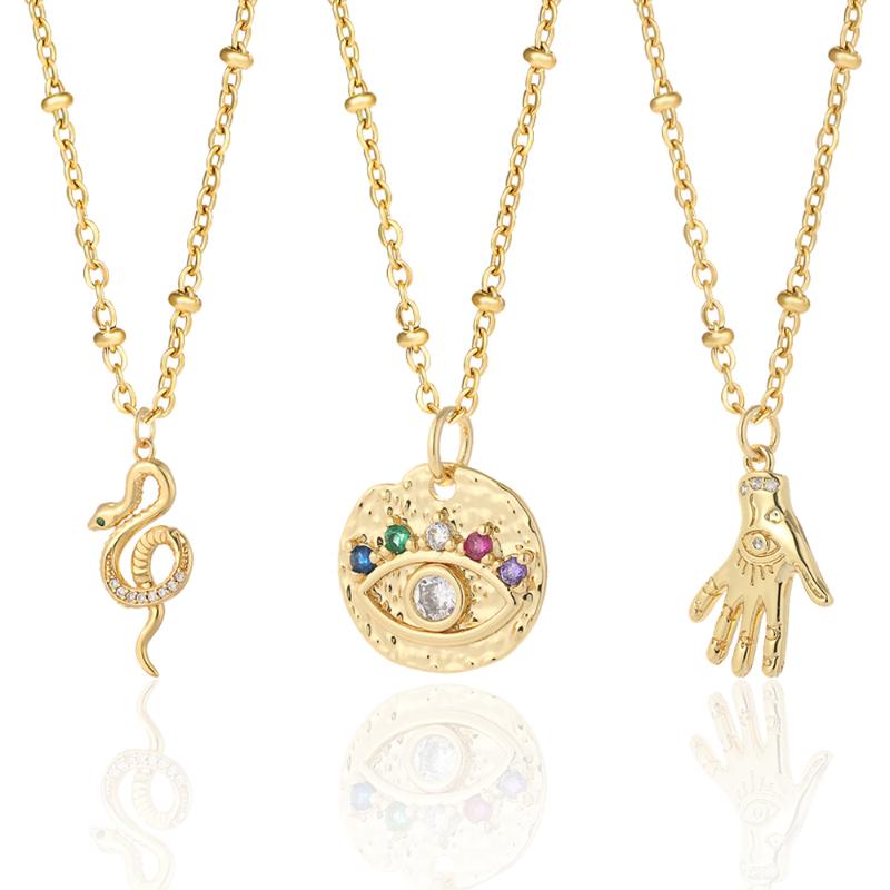 

Pendant Necklaces Evil Blue Eye Of Fatima Necklace For Women Trendy Long Chains Stainless Steel Gold Choker Collars Female Party Punk, Silver