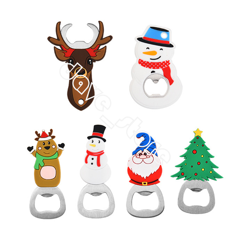 

Portable Christmas Bottle Opener Creative Cartoon Stainless Steel Corkscrew Silicone Openers Household Kitchen Tool