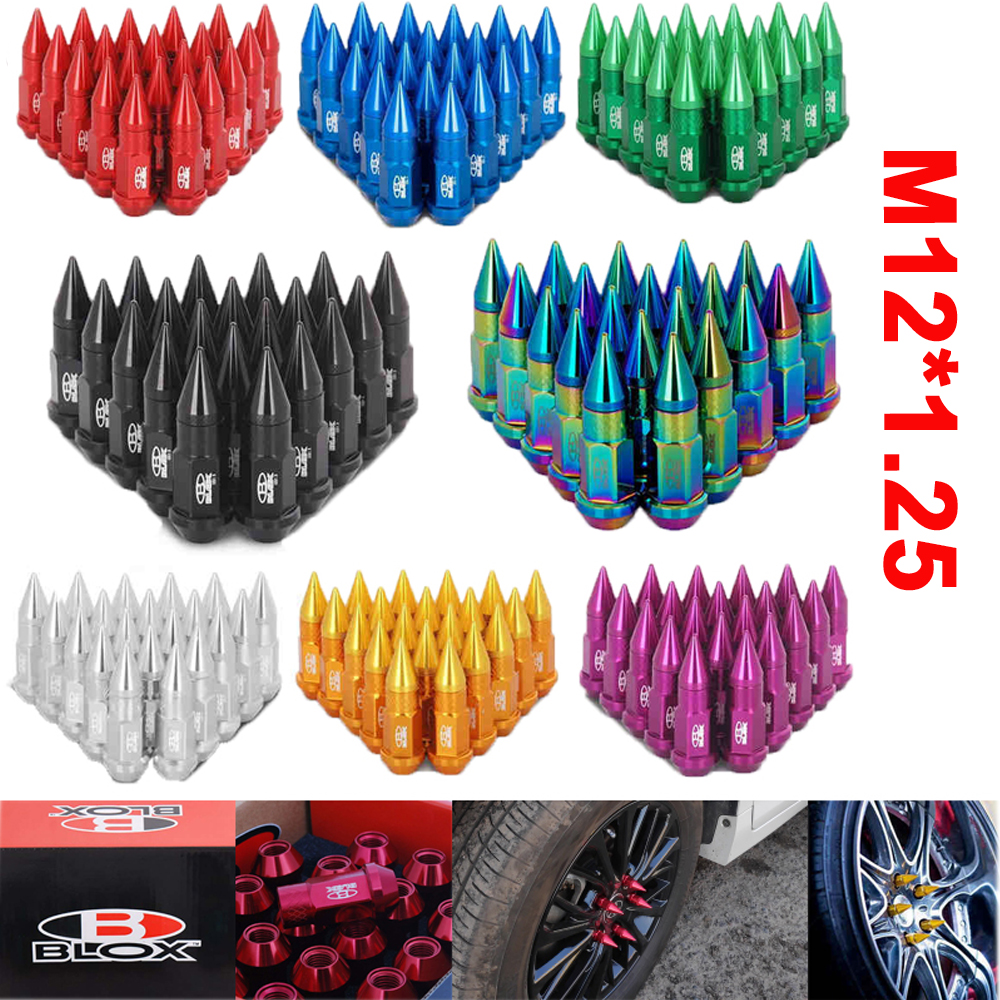 

20PCS/SET Blox Racing Jdm Aluminium Extended Tuner Lug Nuts With Spike For Wheels Rims M12X1.25 BLOX