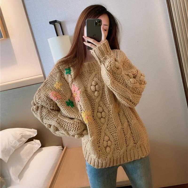 Pulls pour femmes Boho Inspiré Heart Applique Crème pull-odeur à manches longues Vêtements d'hiver de style rétro pour BA73
