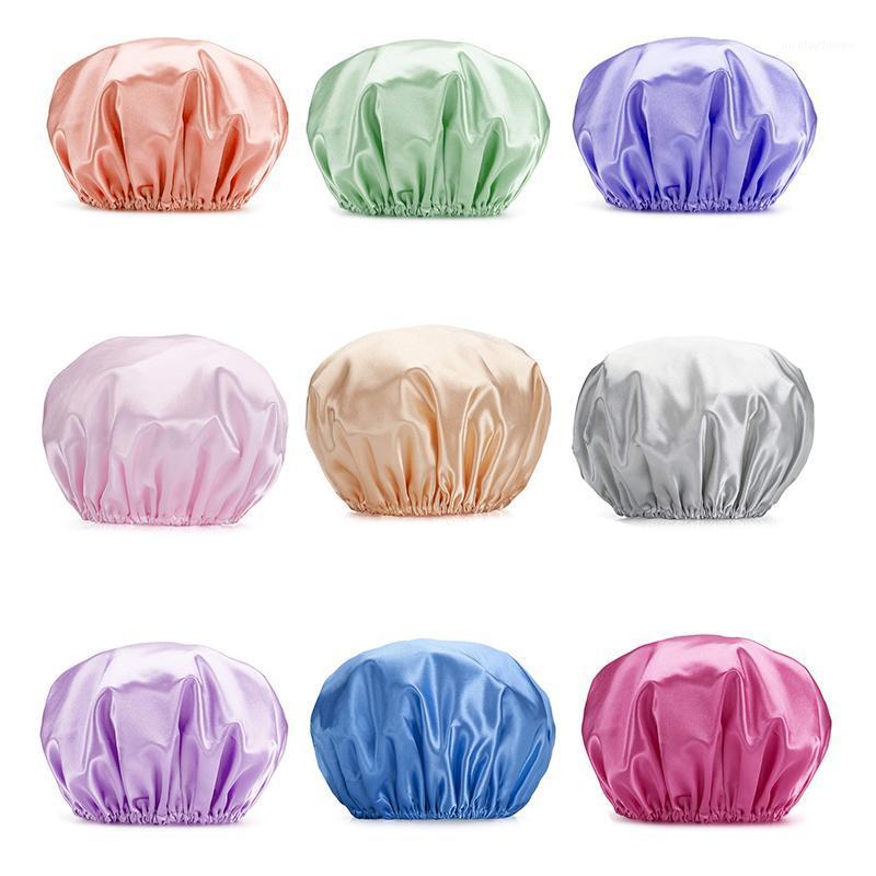 

Shower Caps 1PC Home Waterproof Cap Swimming Hats El Elastic Hair Cover Products Bath Different Colors