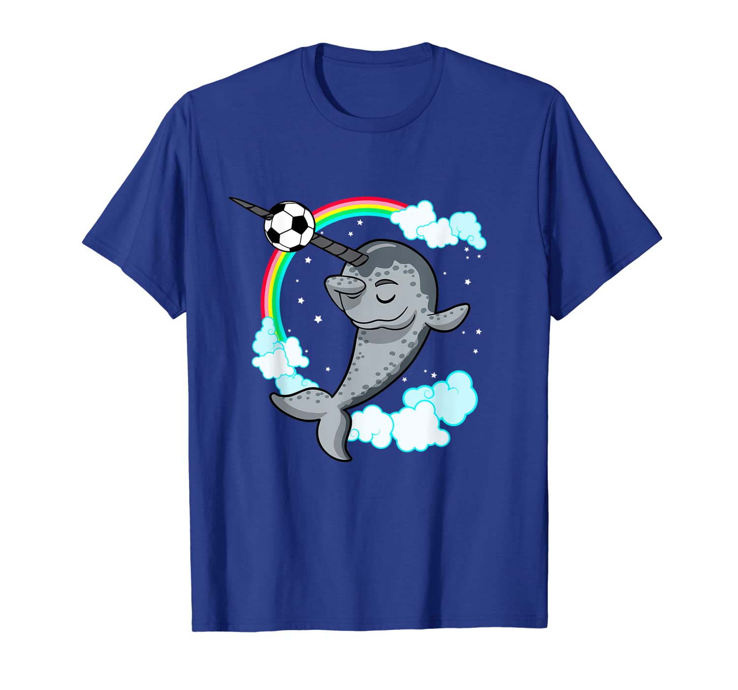 

Dabbing Narwhal Soccer Kids Men Women Gift T-Shirt, White;black