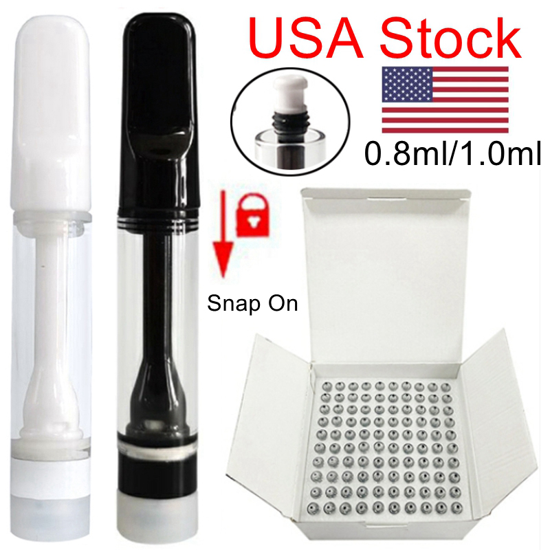 

USA Stock Delta 8 Full Ceramic Atomizers Empty Carts Vape Cartridges Packaging 0.8ml 1ml Oil Dab Pen Vaporizer 510 Thread Lead Free
