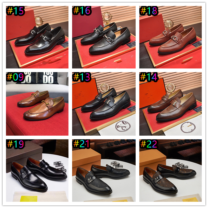 

21ss Luxury Genuine Leather Shoes Black Brown Penny Loafers Slip on Formal Mens Dress Shoes Wedding Office Business Men Casual Shoes size 6-11, Only box