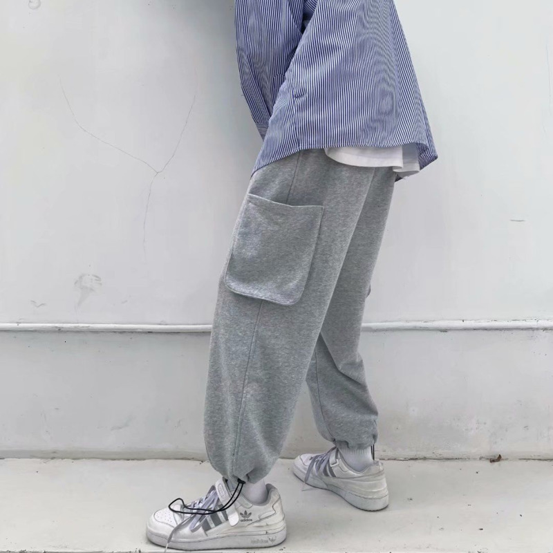 

2021 New Autumn Sweatpants Men's Fashion Solid Color Casual Joggers Pants Men Streetwear Wild Loose Hip-hop Straight Trousers Mens M-2xl Pfy, Gray