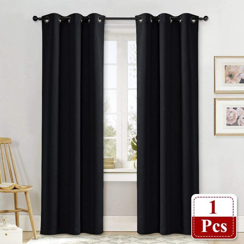 

Curtain & Drapes Blackout For Living Room Bedroom Modern Solid Window Treatment Curtains - Black Ready Made Finished