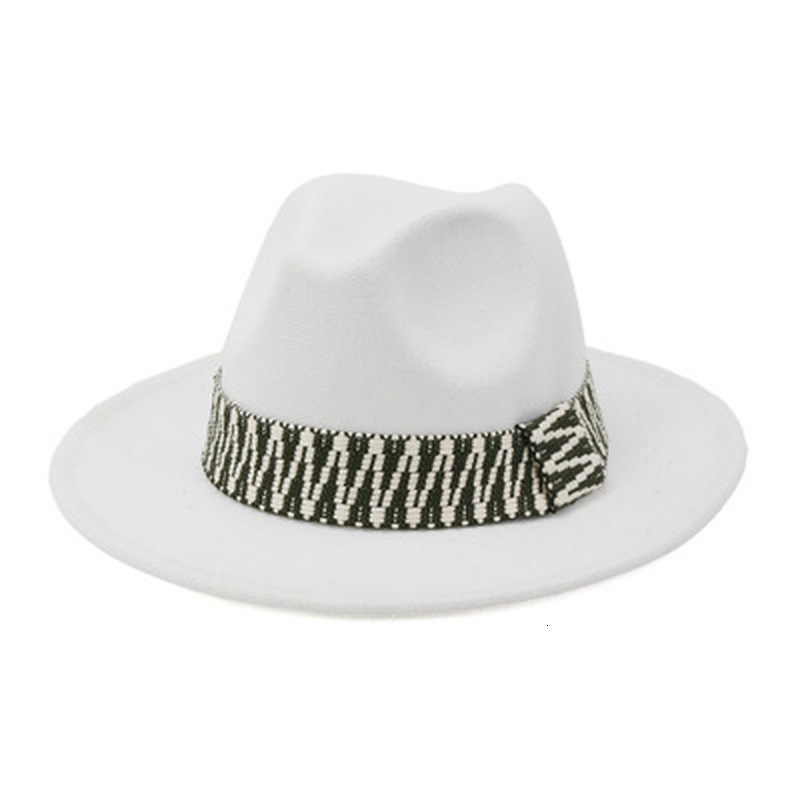 

2021 New Felted Hat Men Solid Wide Brim Striped Band Belt Winter Women Classic Simple Formal Wedding Black Fedora Hats Upb4