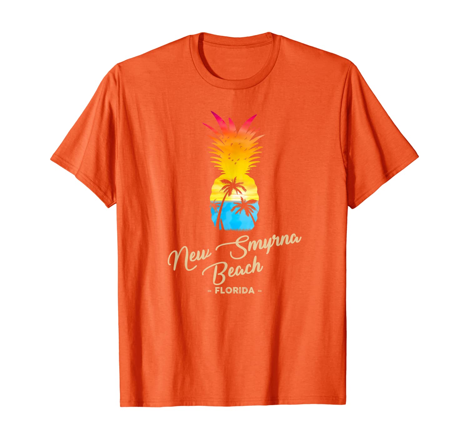 

New Smyrna Beach Souvenir Pineapple - Florida T-Shirt, White;black
