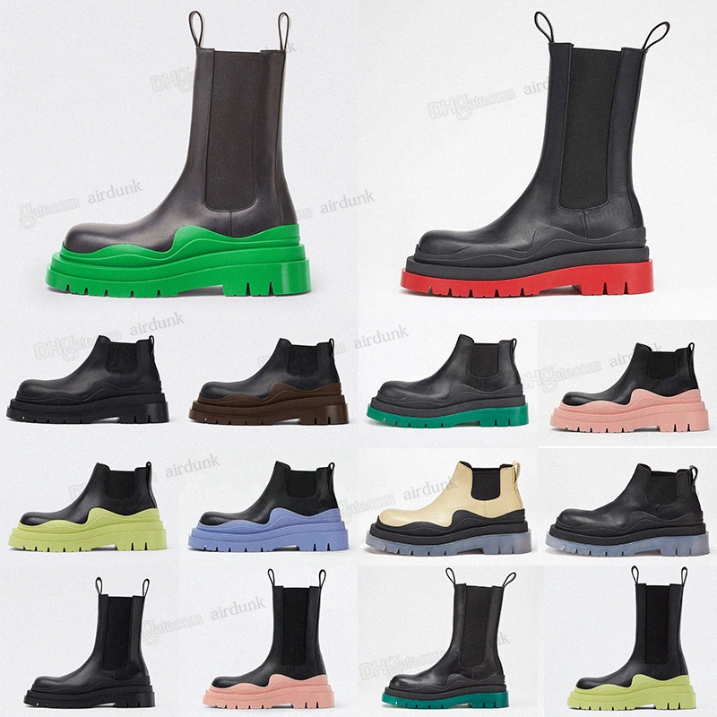 

Designer Women tire Chaelsea Boots Top Quality genuine Leather Womens Martin Ankle Boot Fashion Non-slip Wave Colored Rubber Outsole Elb0Ku#