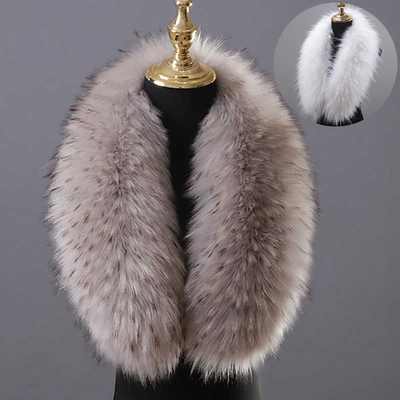 

Winter Large Faux Fox Fur Collar Fake Fur Coat Scarves Luxury Women Men Jackets Hood Shawl Decor Female Neck Collar Wraps H0923