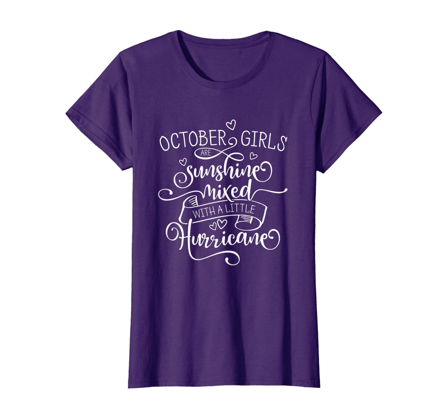 

October Girl Shirt - Sunshine Mixed With A Little Hurricane T-Shirt, White;black