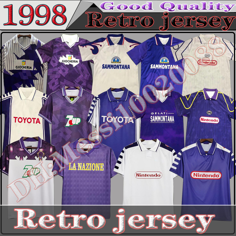

1989 90 retro FIORENTINA FLORENCE soccer jerseys 1992 93 RUI COSTA BATISTUTA 1998 99 00 Classic football shirt kit camiseta futbol maillot de foot, Black;yellow
