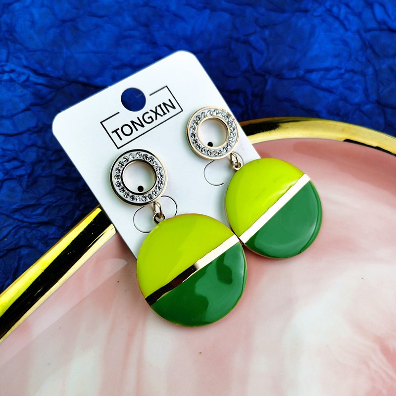 

Mix Styles Stainless Steel Candy Color Rose Gold Hanging Dangle Drop Enamel Jewelry Hoop Earrings knot Tassel for women girls, Silver