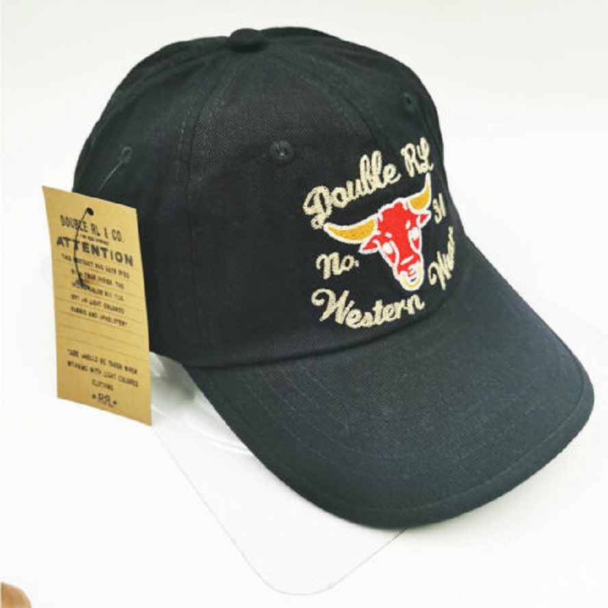 

Black NO.31 Western Wear Bull Polo RRL Cap Embroidered Vintage Unisex Cotton