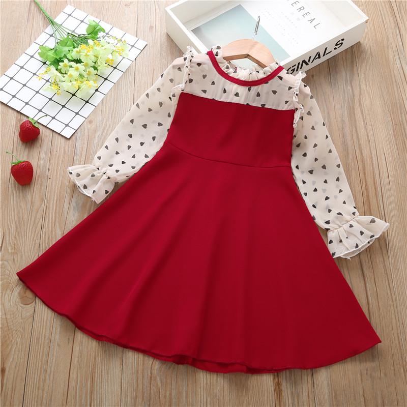 

Girl's Dresses Girls 2022 Long Sleeve Lace Clothes Spring Autumn Teen Children Clothing Baby Kids Princess Dress Vestido 3 5 6 8 Years, Red;yellow