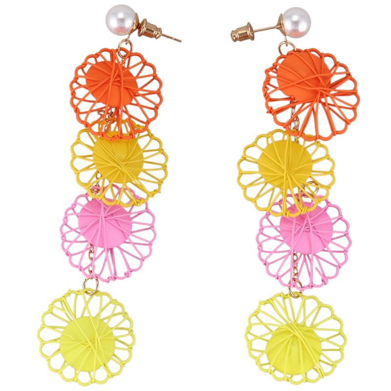 Stud Fashion Pearl Alloy Wrapping Geometric Flower Shape Earrings Multicolor Wound-image-702742430
