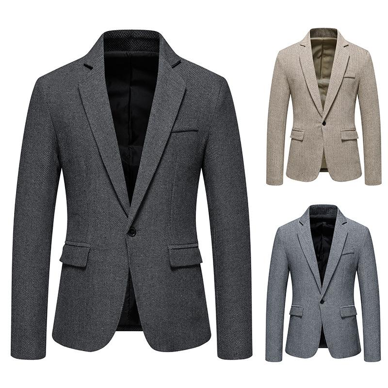 

Men' Suits & Blazers Blazer Single Button Business Casual Suit Jacket, Black