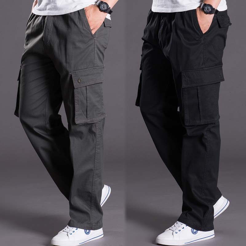 

2021 New Fall Trousers of Tactical Casual Men Straight Loose Pants Wide Cottonpants Plays Men's Clothes Y1ho, 8011dark gray.