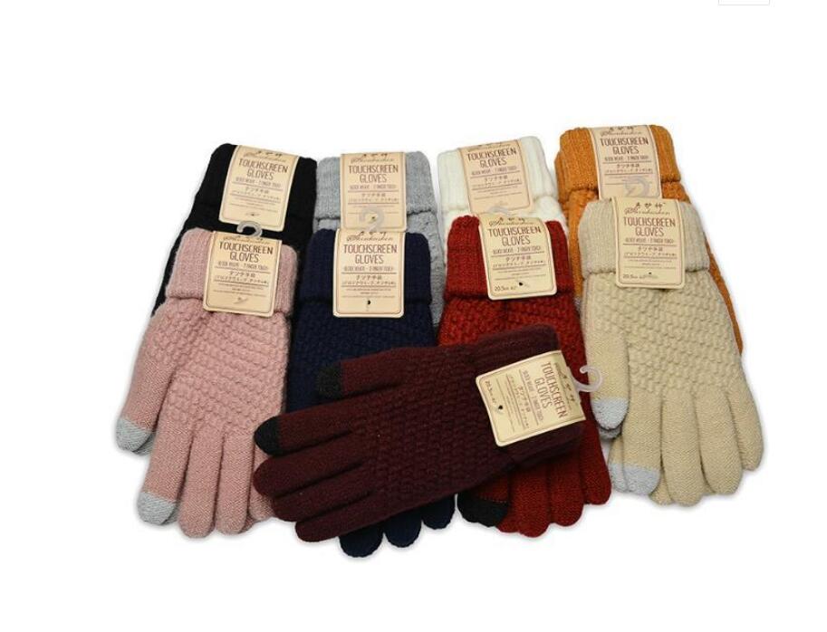 

Christmas gift gloves Winter touch screen Women's and men's warm stretch knitted imitation wool all-finger non-slip fashion outdoor for the family, Same as pic