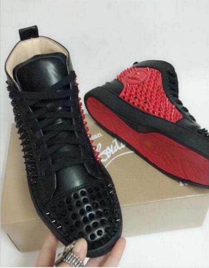 

XXLA5 Louboutin Christian Studded Spikes Flats shoes casual Shoes Men Women Party Lovers Sneakers EUR:35-47, Black;white