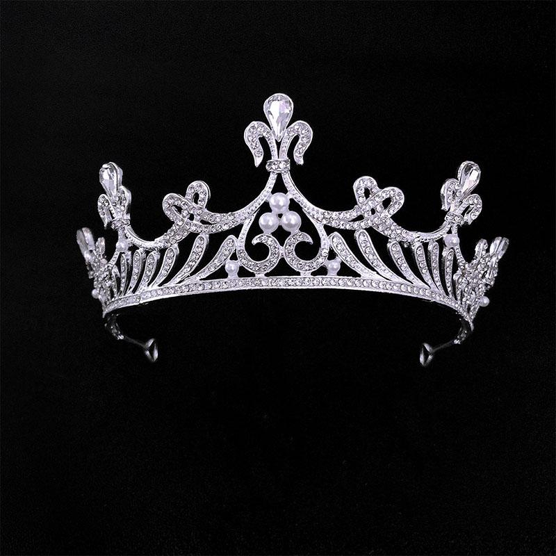 

Hair Clips & Barrettes GETNOIVAS Handmade Crown Alloy Rhinestone Pearl Silver Color Tiara Women Wedding Headdress Bride Hairband Jewelry SL