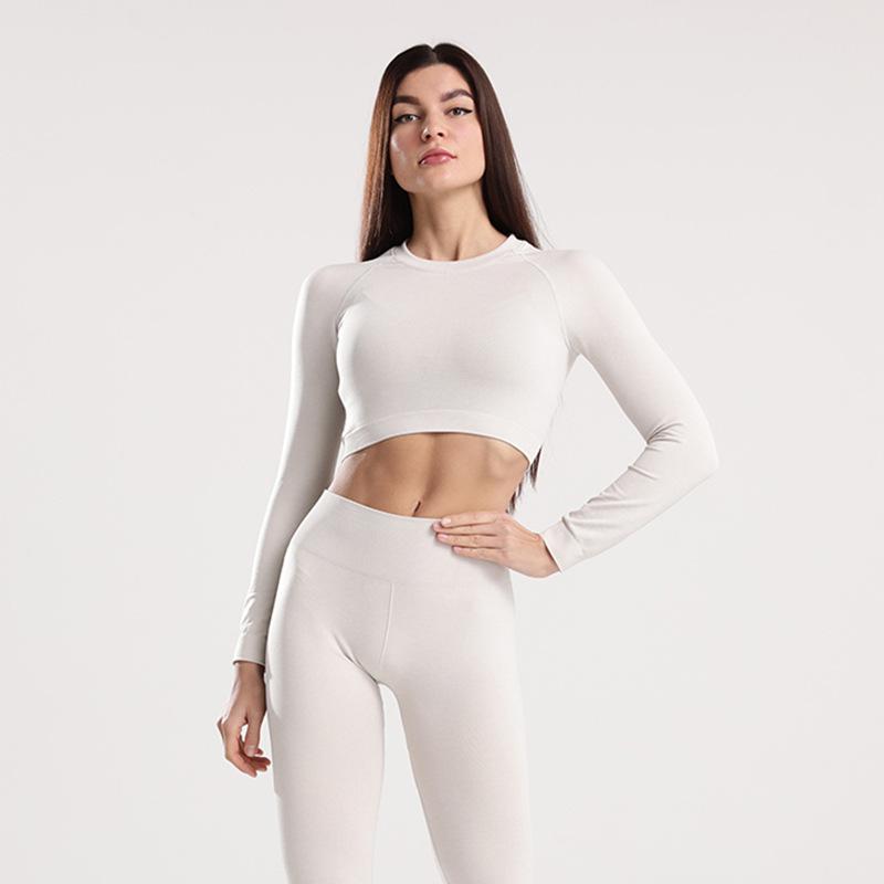 

Women Seamless Yoga Set Fitness Suits Sports Cloth Yoga Long Sleeve Shirts High Waist Running Leggings Workout Pants Shirts, Green