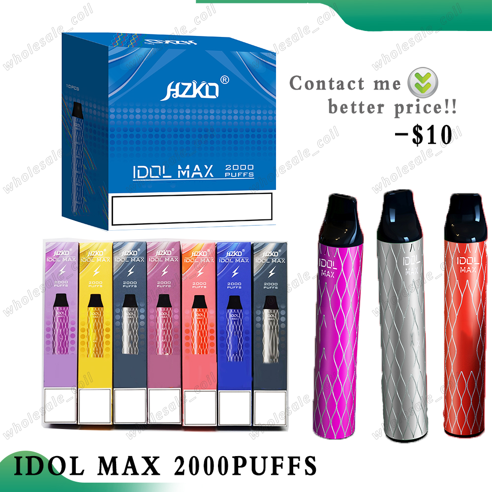 

Original HZKO IDOL MAX Disposable Pod Device Kit 1100mAh Battery 2000 Puffs Prefilled 6.5ml Pods Cartridges Vape Pen E-cigarettes 100% Authentic empty