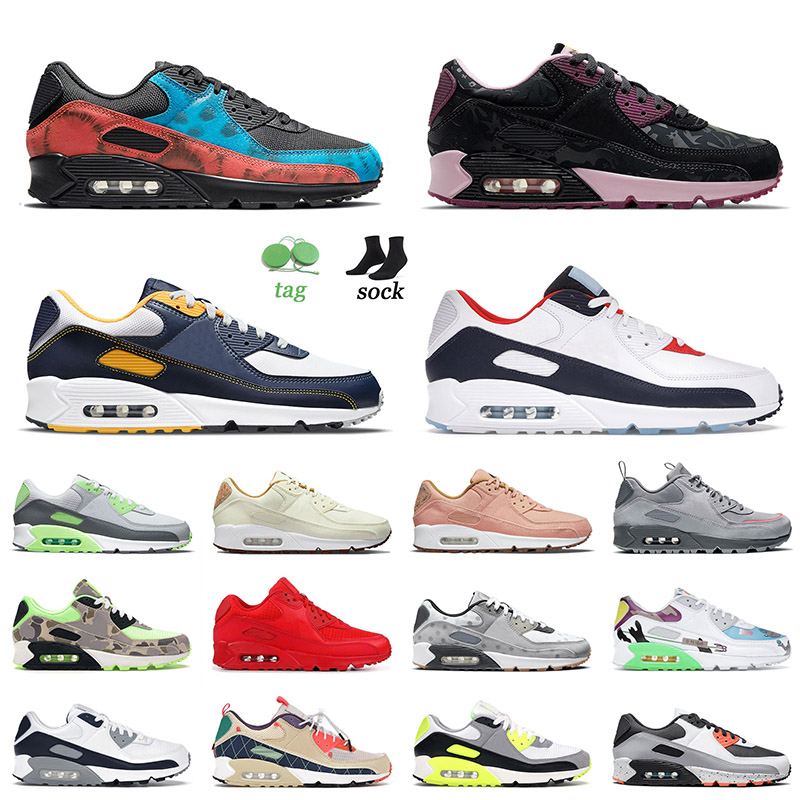 

Top Quality 2022 Sports 90s Running Shoes Tie Dye Mens Women Black White Infrared Essential Red Camo Green Obsidian Valentines Day Trainers Sneakers 36-46, A57 violet 36-40