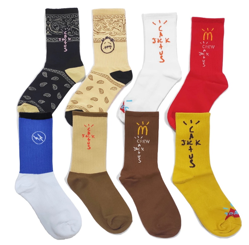

Grimace Letter Travis Scott Hip hop Crew Socks Men Women Street Personality Harajuku Cactus Jack Wild Sports Basketball Socks, Picture color