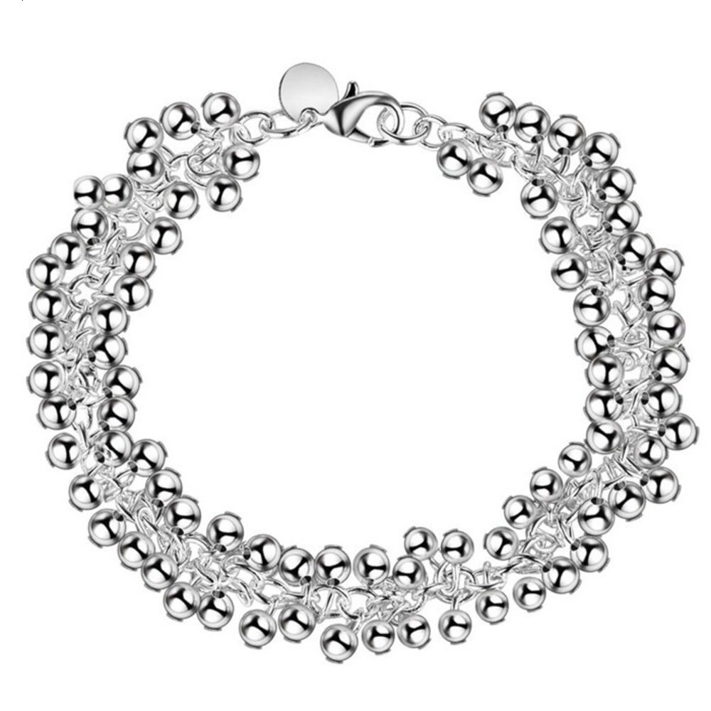 

Fashion Plated 925 silver bracelet jewelry classic light Pearl Bead grape Bracelet, Golden;silver
