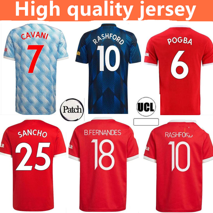 

21 22 SANCHO Manchester soccer jersey UNITED MAN BRUNO CAVANI B.FERNANDES POGBA RASHFORD football shirt UTD 2021 2022 men Shirts, Black;yellow