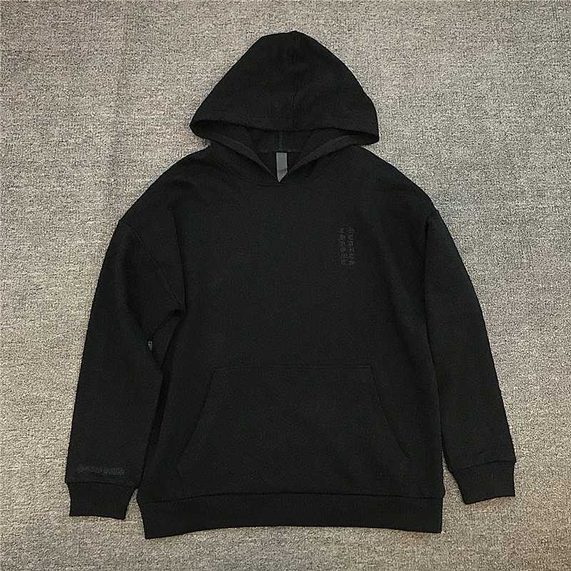 

autumn fashion brand 21s men's and women's hooded sweater crosin personalized cross dark jacquard embroidery top, Black