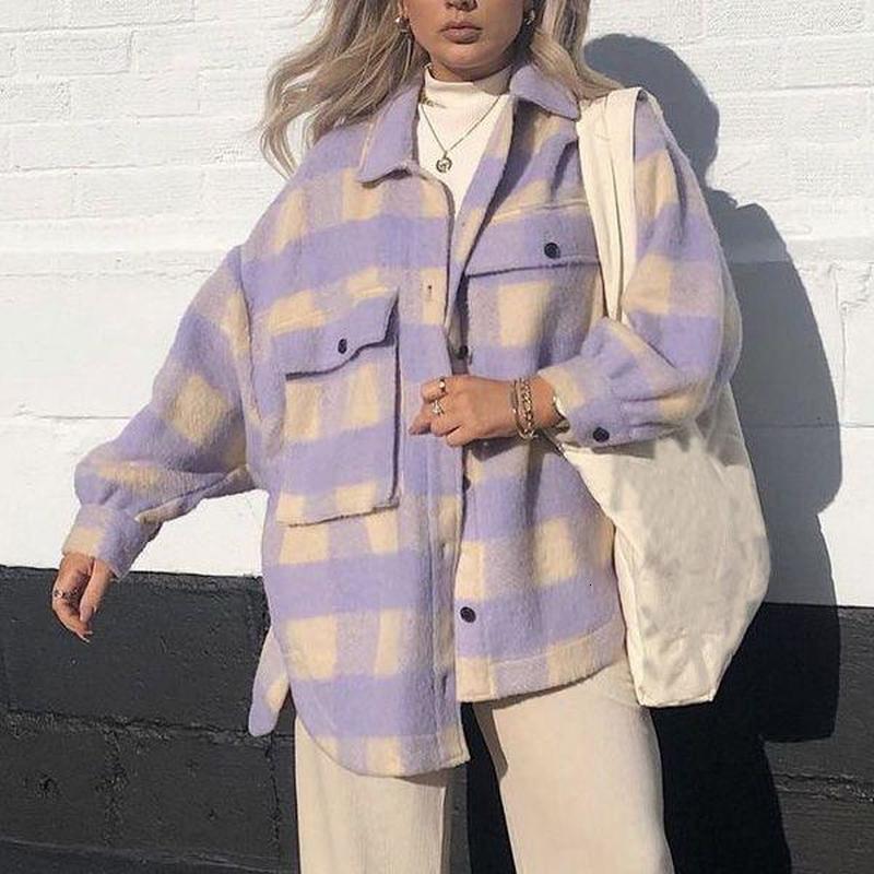 

2021 New Vintage Stylish Jackets Women Overshirts Oversized Cardigan Woolen Jacket Coat Pocket Female Outerwear Chic Tops Asymmetric I0s8, Style