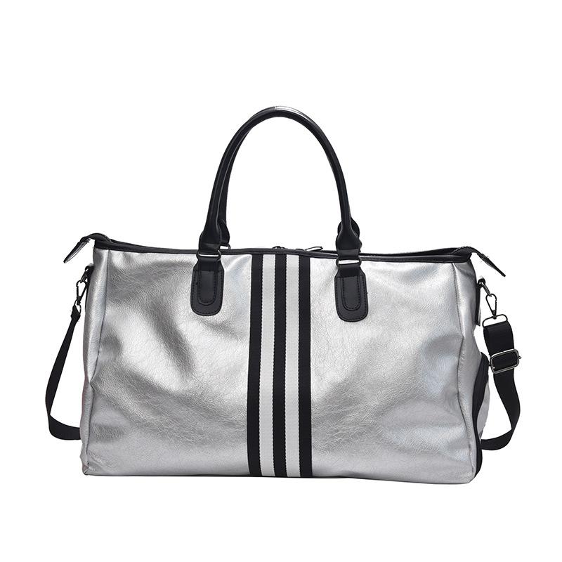 

Stripe Decor Waterproof Large Capacity Oxford Travel Bag Unisex Zipper Fitness Gym Handbag Shoulder Messenger Bag Duffle Luggage, Black