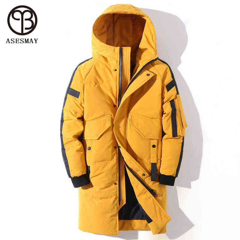 

Asesmay White Duck Down Jacket Men Winter Coat Long Warm Parkas Hooded Yellow Outwear Luxury Brand Clothing Male Winter Jackets Y1103