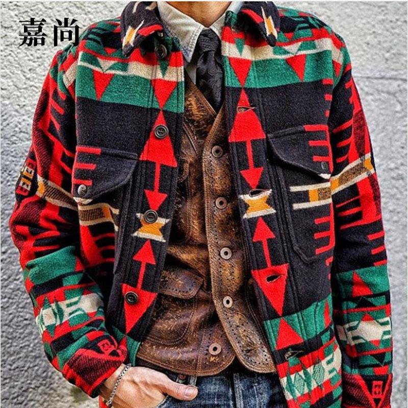 

Men's Jackets 2021 European And American Autumn Stereo Patch Bag Printing Single Breasted Lapel Jacket, Black;brown