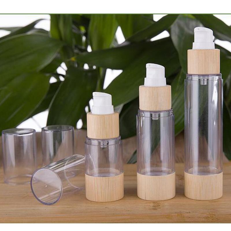 

Storage Bottles & Jars Eco-friendly Bamboo 20ml 30ml 50ml 120ml Empty Airless Vacuum Pump For Makeup Cream Serum Lotion Skin Care 10pcs/lot