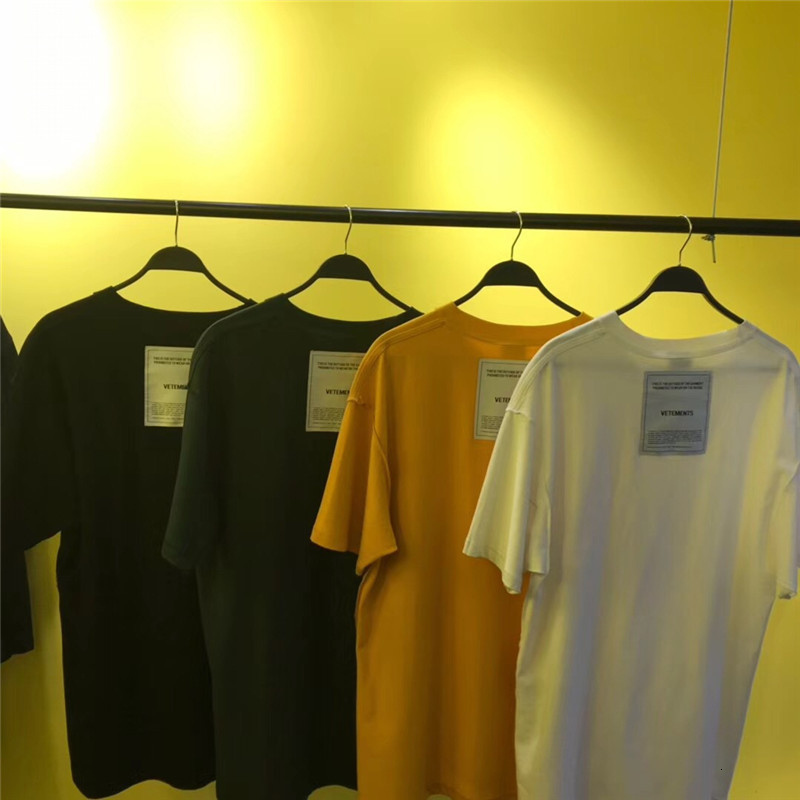 

2021 New 19ss Remendo T-shirts Oversize Amarelo Verde Preto Branco t Camisas Bordado Ambos Os Lados Vetements Camisetas Ycz2