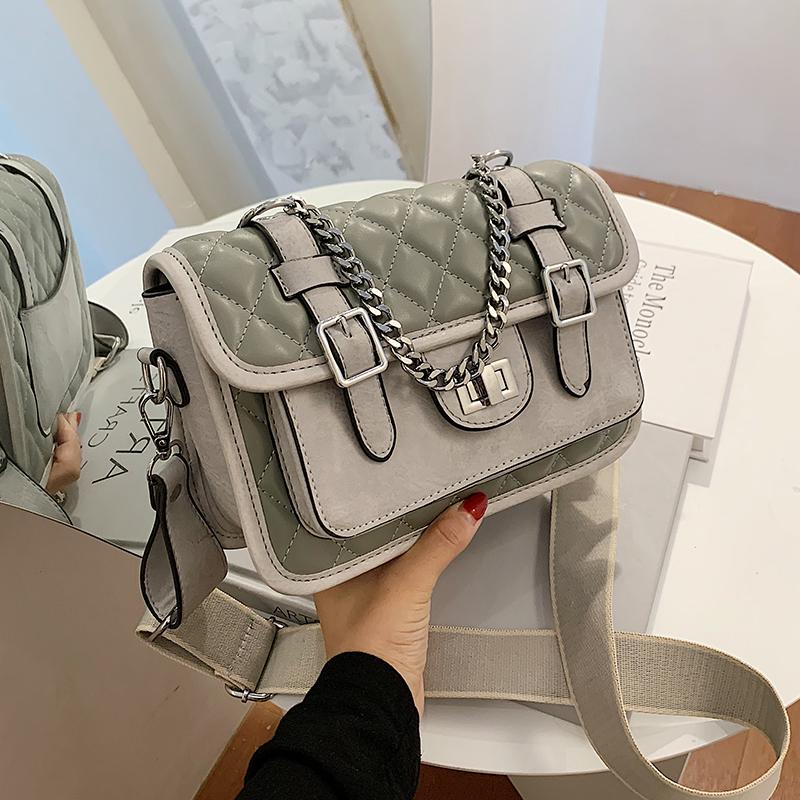 

Vintage Fashion Square Crossbody bag 2021 New High quality PU Leather Women's Designer Handbag Lattice Shoulder Messenger Bag, Black