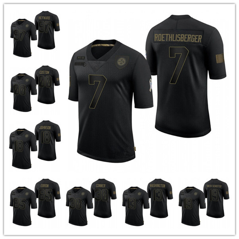 

Pittsburgh Steelers Jersey MEN WOMEN JuJu Smith-Schuster T.J. Watt Minkah Fitzpatrick Black Limited football Jersey Salute to Service, Black;red