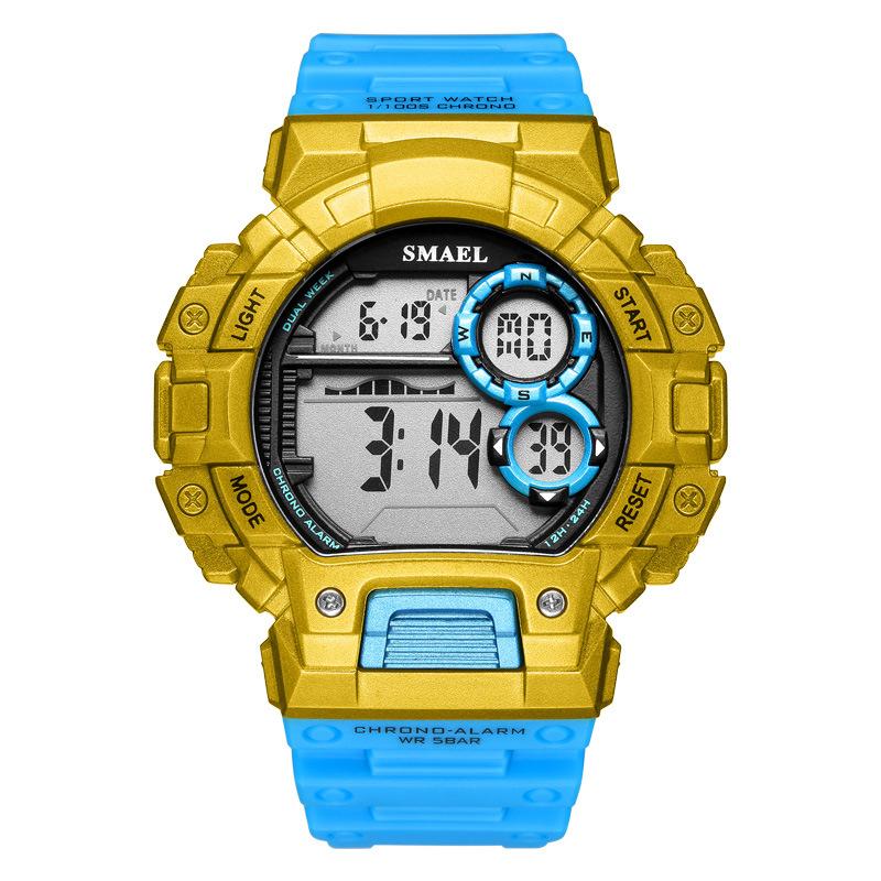 

Wristwatches Single Display Timing Electronic Sports Calendar Student Week Luminous Watch, Gold