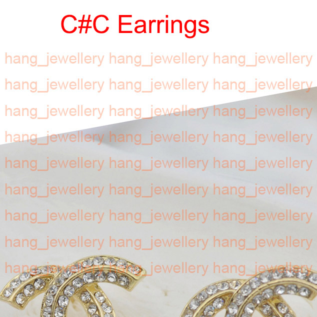 

New Arrival Crystal Letter Designer Earrings Bling Pearl Fashion Women Earrings Rhinestone C Stud Earring for Party Free Shipping with Box, Golden