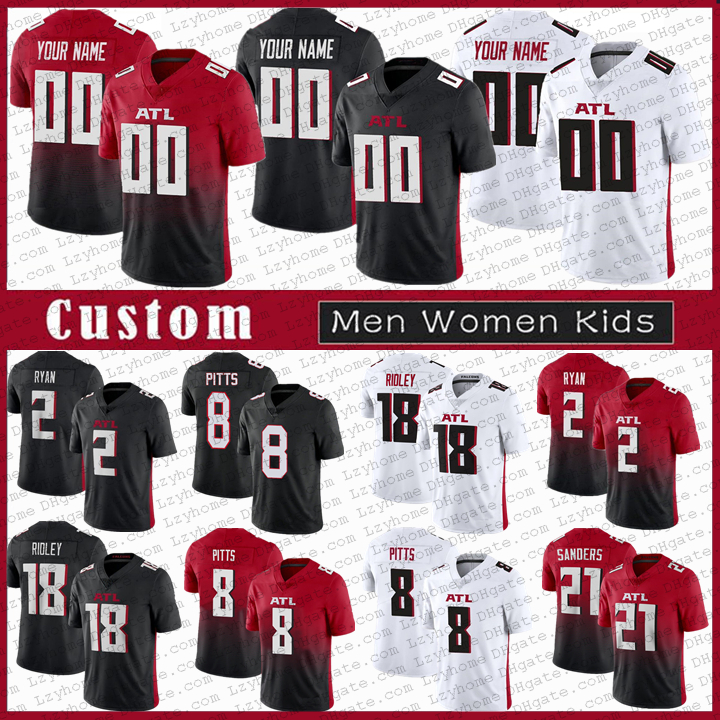 

8 Kyle Pitts 7 Michael Vick 84 Cordarrelle Patterson Matt Ryan Younghoe KooÂatlantas Ridley MikeÂfalconÂjr Custom Football Jerseys Deion San, Black;red