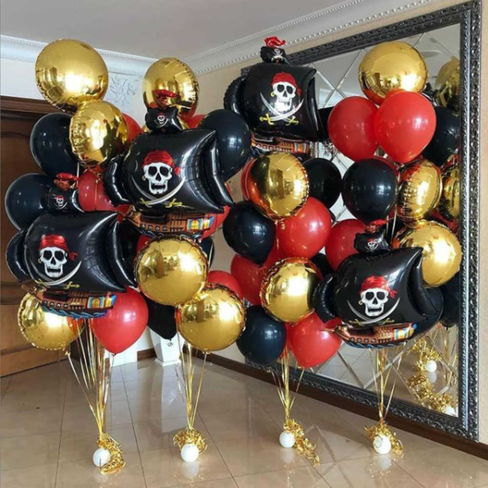

Pirate Theme Party Balloons Set 18 inch Gold Aluminum Foil Balloon Boy Birthday Decoration Baby Shower Supplies Children Ballon X0726