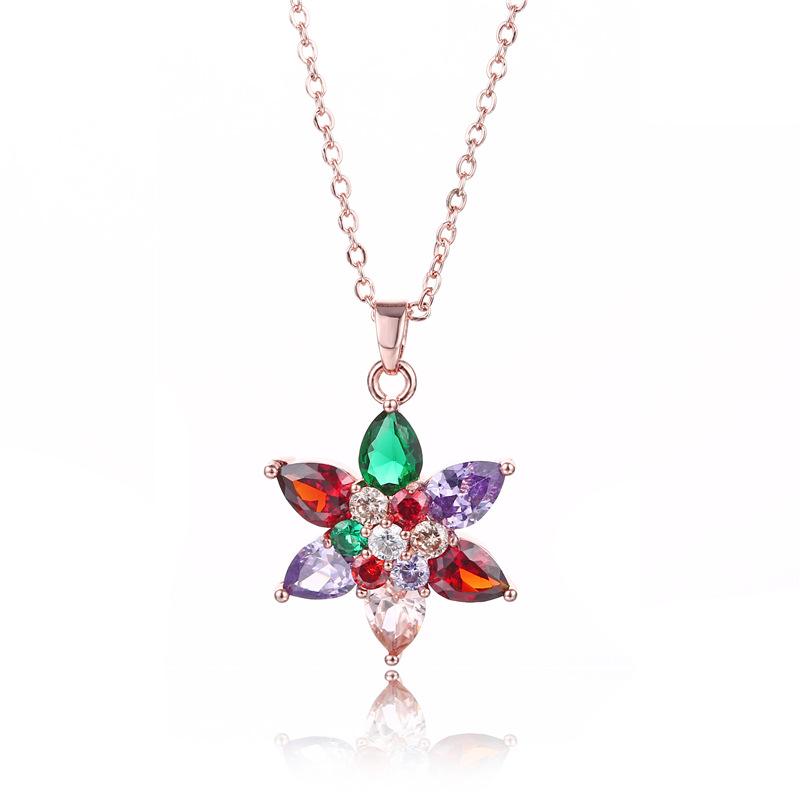 

Pendant Necklaces MOONROCY Rose Gold Color CZ Colourful Crystal Necklace Chokers For Women Girls Drop Jewelry Gift