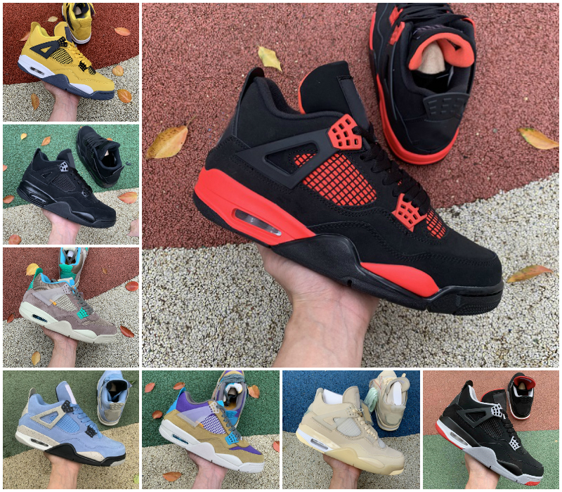

Jumpman University Blue 4 4s Basketball Shoes Mens Women Cream Sail Shimmer White Oreo Bred Red Thunder Taupe Haze Desert Moss What The Black Cat Cement Sport Sneakers, J048