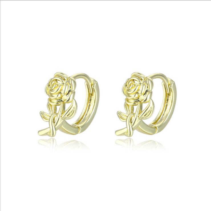 

Small and simple rose 18k Ear Cuff earrings GSFE057 fashion style gift fit women DIY jewelry earring