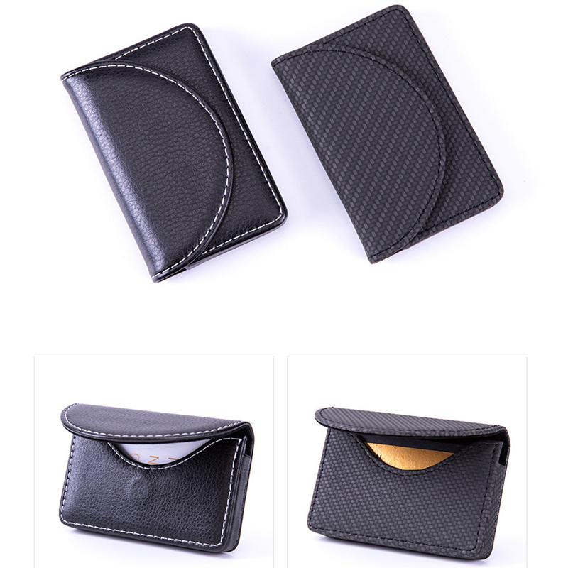 

Office Business Name Card Holder PU Leather Box Credit ID Wallet Card Holder with 4 Colors fit for Women's & Men's, Black