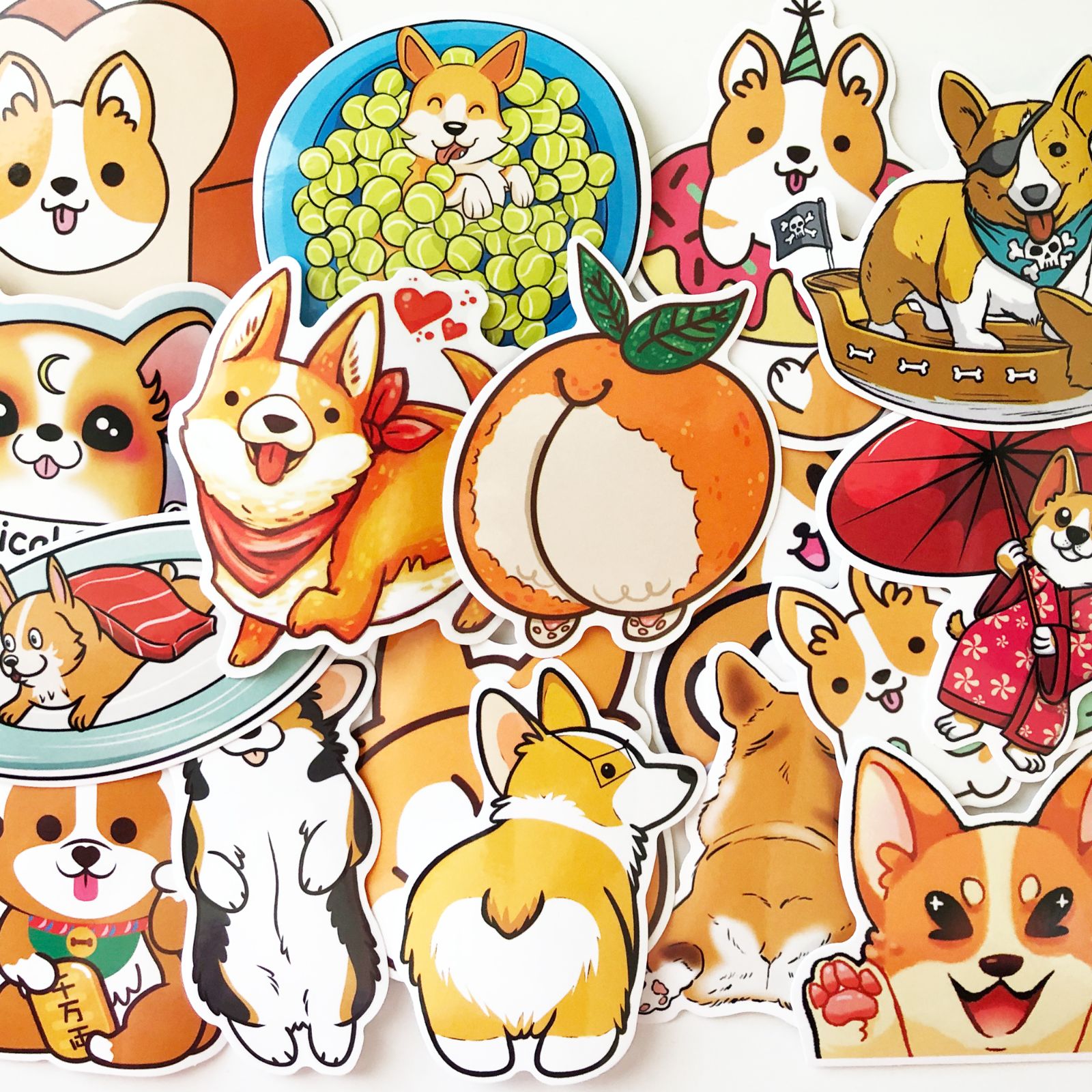 

Puppy Laptop Stickers Car Stickers 25pac Anime Cartoon Cute Corgi Shiba Dogs