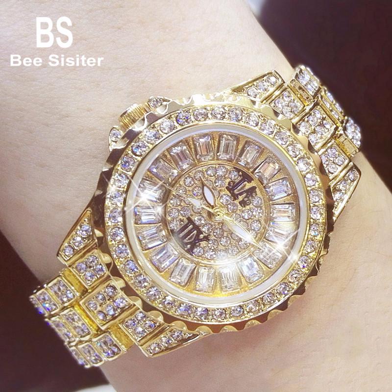 

Wristwatches BS Bee Sister Quartz Diamond Watch Women Luxury Fashion Rhinestone Ladies Steel Waterproof Wristwatch Relogio Feminino BS-11-49, Bs-11-49-silver